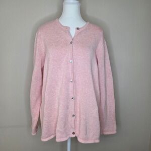 L.L. Bean Pink Cotton Cardigan Sweater Women's Plus 2X Excellent Condition